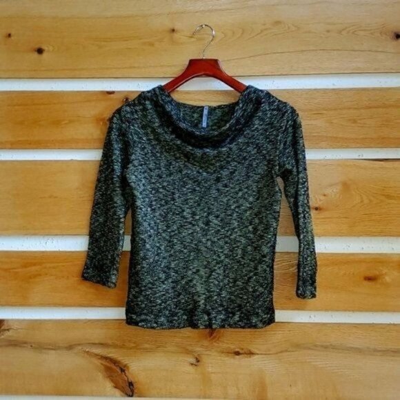 Blue Canoe Organic Green & Black Tweed Scoop Neck Sz S Sweater - Picture 1 of 7